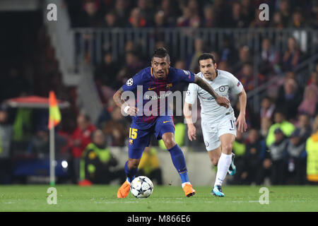 Barcelone, Espagne. 14Th Mar, 2018. PAULINHO du FC Barcelone lors de la Ligue des Champions, huitièmes de finale, 2ème leg match de football entre le FC Barcelone et Chelsea FC le 14 mars 2018 au Camp Nou à Barcelone, Espagne Photo : Manuel Blondeau/ZUMA/Alamy Fil Live News Banque D'Images