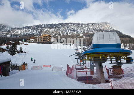 Le ski en Alta Badia, Italie Banque D'Images