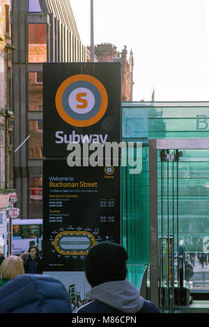 L'entrée et la sortie de la station de métro Buchanan Street, Glasgow, Scotland Banque D'Images