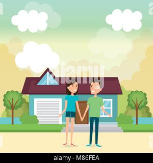 Couple d'amoureux loin de chez vector illustration design Illustration de Vecteur