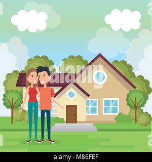 Couple d'amoureux loin de chez vector illustration design Illustration de Vecteur