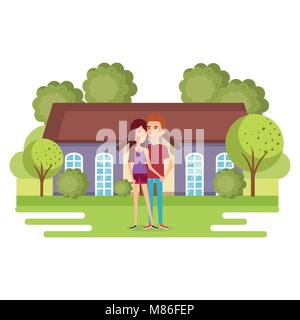 Couple d'amoureux loin de chez vector illustration design Illustration de Vecteur