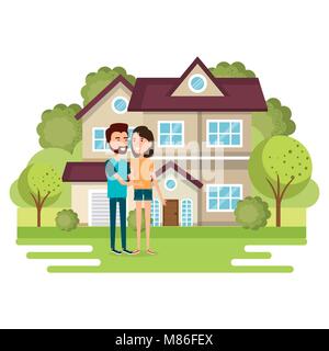 Couple d'amoureux loin de chez vector illustration design Illustration de Vecteur