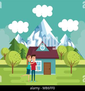 Couple d'amoureux loin de chez vector illustration design Illustration de Vecteur