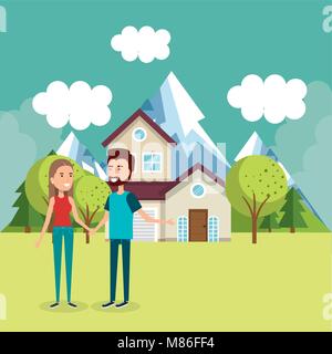 Couple d'amoureux loin de chez vector illustration design Illustration de Vecteur
