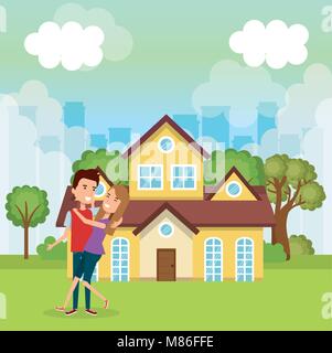 Couple d'amoureux loin de chez vector illustration design Illustration de Vecteur