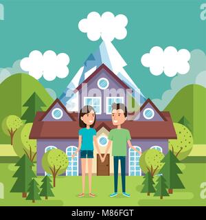Couple d'amoureux loin de chez vector illustration design Illustration de Vecteur