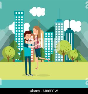 Couple d'amoureux loin de chez vector illustration design Illustration de Vecteur