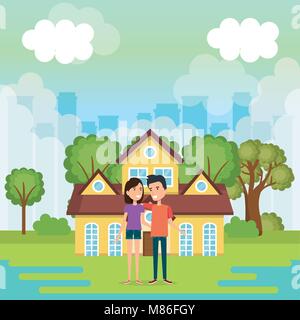 Couple d'amoureux loin de chez vector illustration design Illustration de Vecteur