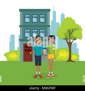 Couple d'amoureux loin de chez vector illustration design Illustration de Vecteur
