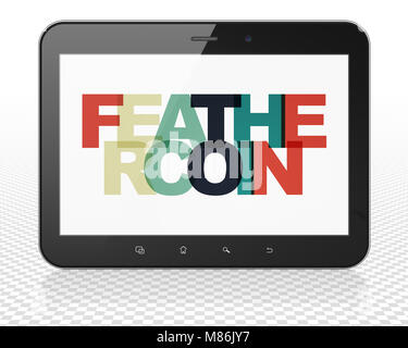 Blockchain concept : Tablette PC Ordinateur avec Feathercoin sur l'affichage Banque D'Images
