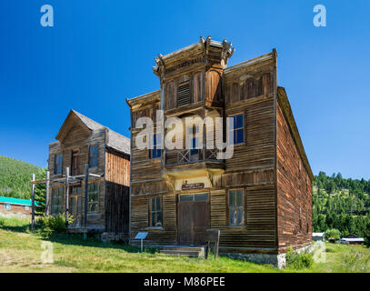 La Fraternité Hall et Gillian Hall en ville fantôme de Elkhorn, Montana, USA Banque D'Images