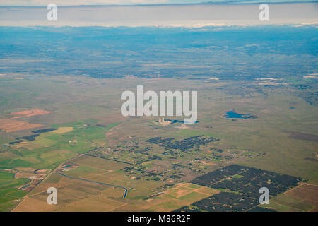 Vue aérienne de la centrale nucléaire de Rancho Seco, comté de Sacramento, Californie Banque D'Images