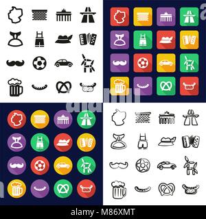 L'Allemagne Toutes les icônes dans un Noir & blanc Couleur Télévision Set Freehand Design Illustration de Vecteur