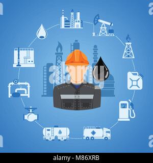 Concept de l'industrie pétrolière Illustration de Vecteur