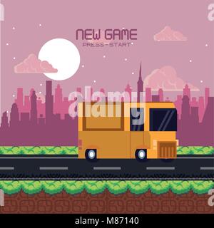 Paysage urbain pixélisé videogame vector illustration graphic design Illustration de Vecteur