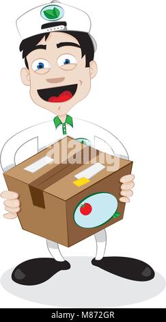 Friendly courier fournissant des aliments frais Illustration de Vecteur