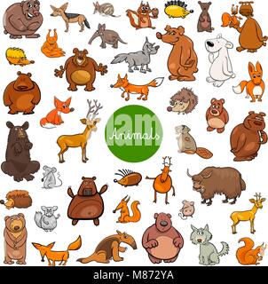 Cartoon Illustration de mammifères sauvages caractères Animal énorme ensemble Illustration de Vecteur
