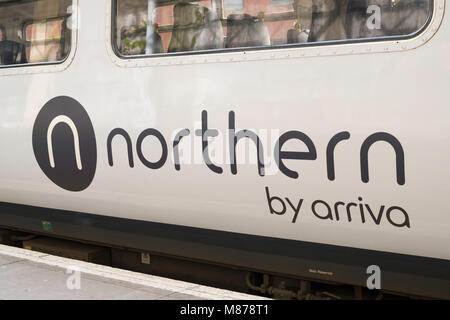 Logo de la société d'exploitation du train du Nord canadien, administré par Arriva rail nord, nord-est de l'Angleterre, Royaume-Uni Banque D'Images