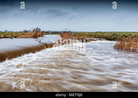 Weir sur la rivière Stour près de Marnhull, Dorset, England, UK Banque D'Images