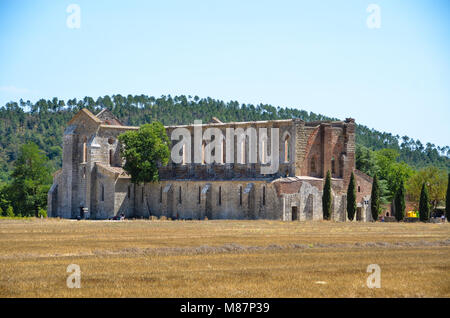 Abbaye de San Galgano, Montesiepi, Sienne, Toscane, Italie Banque D'Images