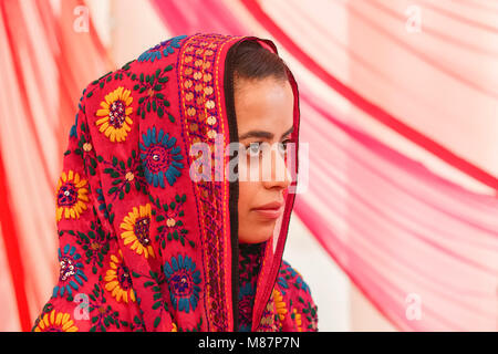 Portrait of Indian promise après la cérémonie du mariage sikh Banque D'Images