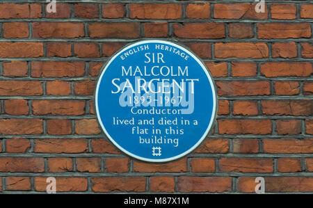 Malcolm Sargent Bleu, Plaque, Londres Banque D'Images