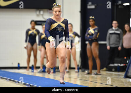 11 mars 2017 - Washington, District of Columbia, États-Unis - WVU gymnaste MICHELLE WALDRON fait concurrence au saut lors d'un tri-rencontrez hébergé par GWU à Washington, DC. (Crédit Image : © Ken Inness via Zuma sur le fil) Banque D'Images