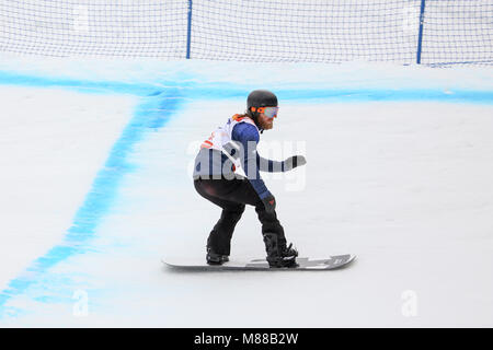 PyeongChang, Corée du Sud. 16 mars, 2018. Para Snowboard. Sélection de l'équipe Go - Owen Crédit : Marco Ciccolella/Alamy Live News Banque D'Images