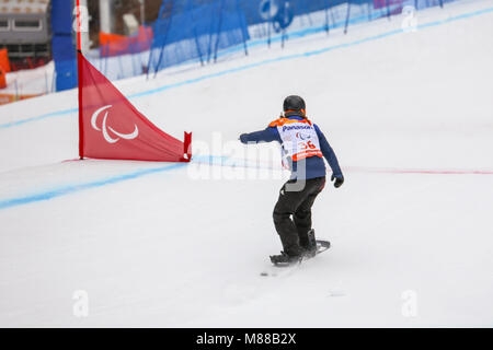 PyeongChang, Corée du Sud. 16 mars, 2018. Para Snowboard. Sélection de l'équipe Go - Owen Crédit : Marco Ciccolella/Alamy Live News Banque D'Images