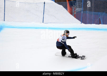 PyeongChang, Corée du Sud. 16 mars, 2018. Para Snowboard. Sélection de l'équipe Go - Owen Crédit : Marco Ciccolella/Alamy Live News Banque D'Images