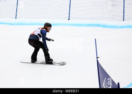 PyeongChang, Corée du Sud. 16 mars, 2018. Para Snowboard. Sélection de l'équipe Go - Owen Crédit : Marco Ciccolella/Alamy Live News Banque D'Images