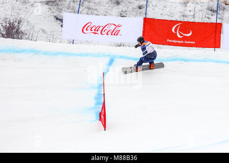 PyeongChang, Corée du Sud. 16 mars, 2018. Para Snowboard. Fr - l'équipe de Moore Ben Crédit : Marco Ciccolella/Alamy Live News Banque D'Images