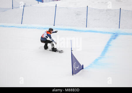 PyeongChang, Corée du Sud. 16 mars, 2018. Para Snowboard. Sélection de l'équipe Go - Owen Crédit : Marco Ciccolella/Alamy Live News Banque D'Images