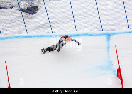 PyeongChang, Corée du Sud. 16 mars, 2018. Para Snowboard. Sélection de l'équipe Go - Owen Crédit : Marco Ciccolella/Alamy Live News Banque D'Images