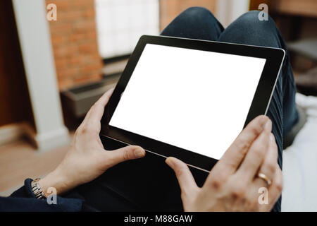 Businessman assis sur le lit Banque D'Images