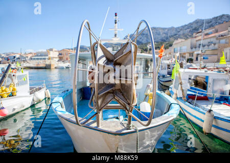 Port de la Madrague, Marseille connu dans l'Antiquité sous le nom de Massalia, situé sur la côte sud-est de la France sur la Méditerranée, Marseille est la France" Banque D'Images