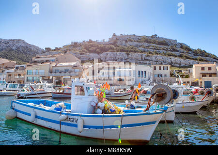 Port de la Madrague, Marseille connu dans l'Antiquité sous le nom de Massalia, situé sur la côte sud-est de la France sur la Méditerranée, Marseille est la France" Banque D'Images