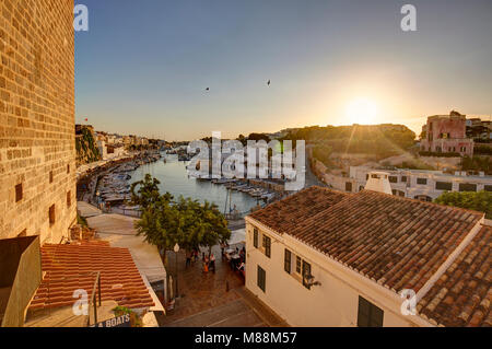 Le petit port de ciutadella de menorca, Minorque, Iles Baléares, Espagne Banque D'Images