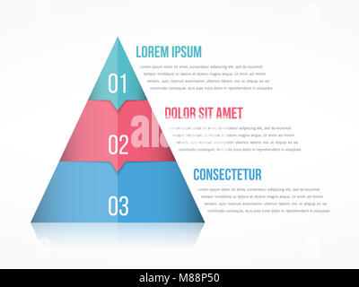 Pyramide avec trois éléments avec des nombres et du texte, pyramide infographic template, eps10 vector illustration Banque D'Images