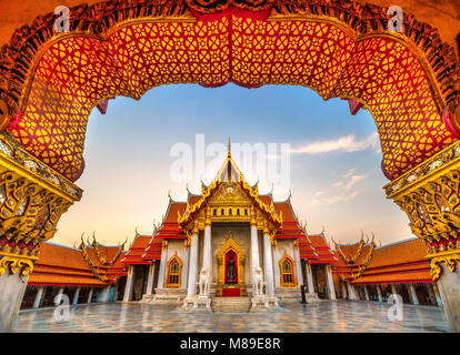 Le Temple de marbre de Bangkok, Wat Benchamabophit wanaram Dusit. Bangkok, Thailandia. Banque D'Images