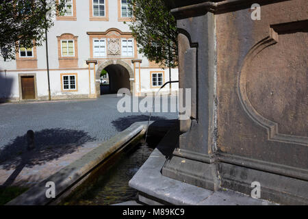 Belle vue de l'ancienne fontaine dans la partie historique de la ville autrichienne de Salzbourg. Banque D'Images