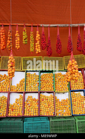 Abricots frais en vente au marché de producteurs locaux Banque D'Images