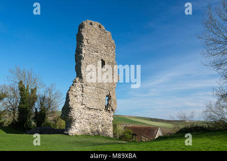 Le reste des murs de silex de la porterie de Bramber Castle, West Sussex, UK Banque D'Images