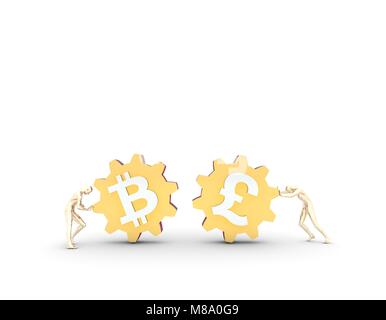 La coopération financière, la coopération et l'influence entre les engrenages,pound et bitcoin Banque D'Images