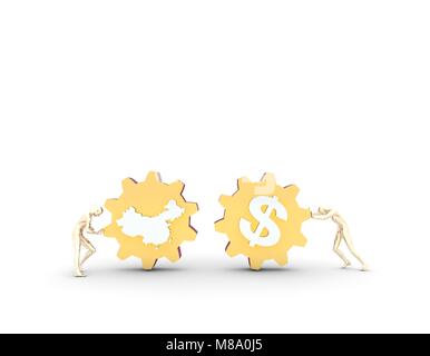 La coopération financière, la coopération et l'influence entre les engrenages,Chine et dollar Banque D'Images