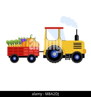 Tracteur agricole sur fond blanc, l'icône. Illustration de Vecteur