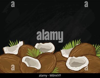 Composition de fruits de noix de coco sur tableau, vector Illustration de Vecteur