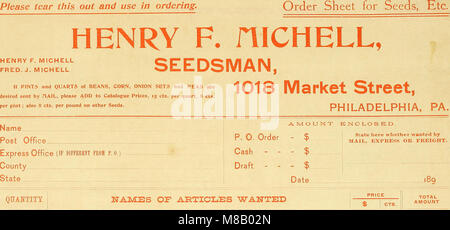 Henry F. Michell Co. était une société fondée en 1896 qui se spécialisait dans la fourniture d'une gamme de produits pour l'industrie de la floraison, y compris des semences, des plantes et des outils horticoles. Banque D'Images