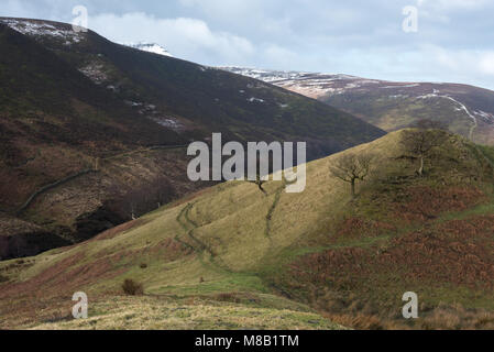 Vallée de la forêt couverte de neige et de Fairbrook de Kinder  ?, Peak District Scout Banque D'Images